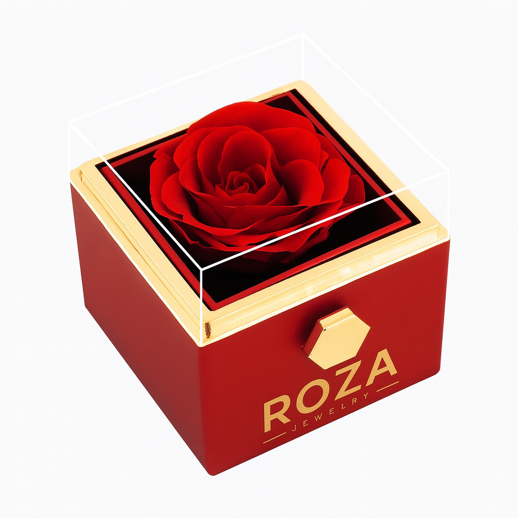 Pudełko z Różą Wieczną e Grawerowanym Naszyjnikiem